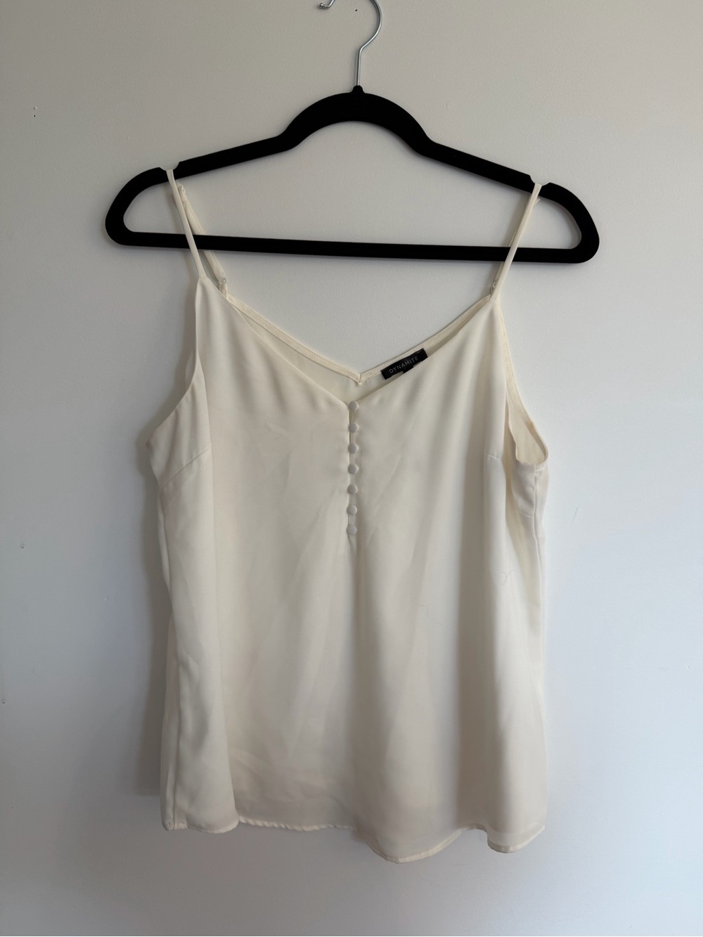 Dynamite Ivory Button Detail Cami | Minimalist Layering Piece | Size Medium